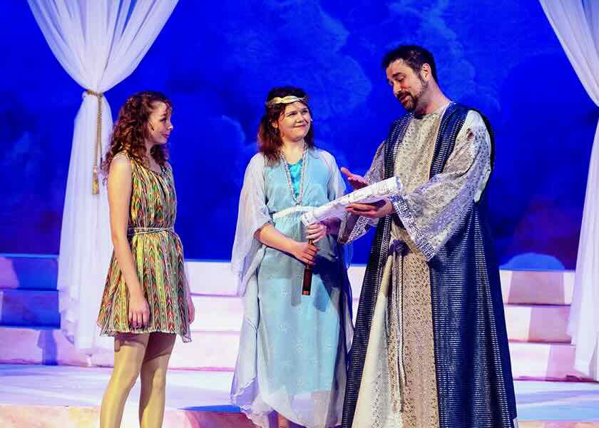 Lindsay Bronston, Kathryn Miesse, and David Janosik in GOLD: The Midas Musical [Photo by Aaron Sutten]