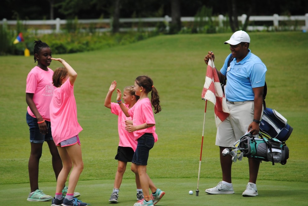 Kids and adult enjoying gold with First Tee - Greater Richmond
