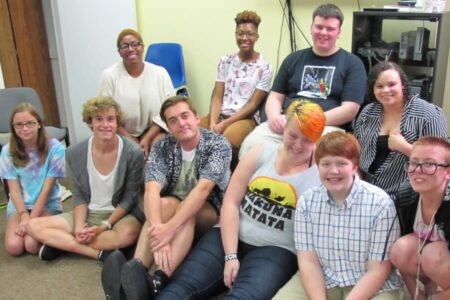 group of LGBTQ youth gathered at Side by Side Virginia