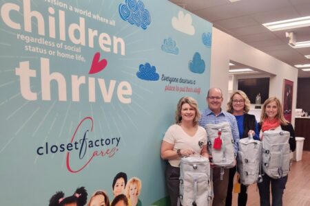 Closet Factory donating bags to help kids through Caring Closet