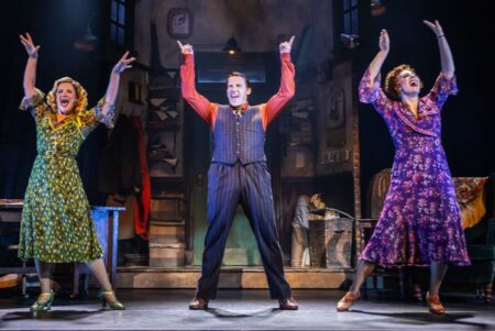Samantha Stevens, Jeffrey T. Kelly and Stefanie Londino(right) in the North American Tour of ANNIE. Photo by Evan Zimmerman for MurphyMade