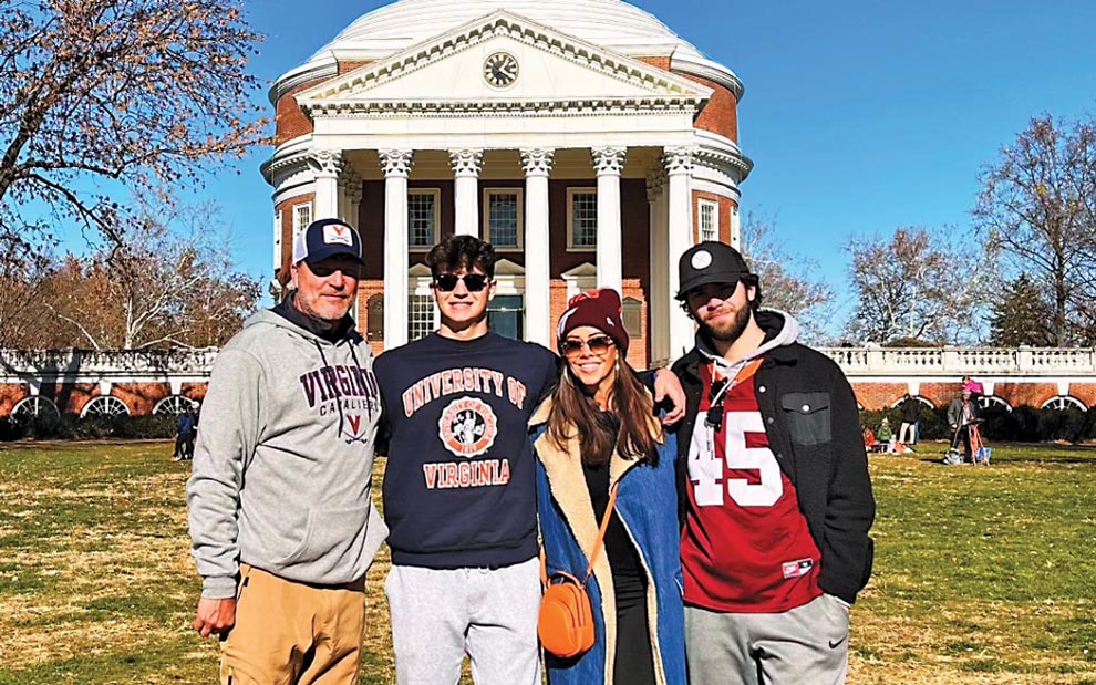 Lori Waran and family at the University of Virginia