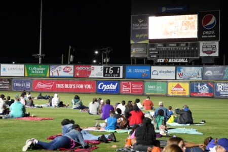 Movie in the outfield at The Diamond