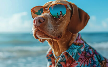 dog in shades