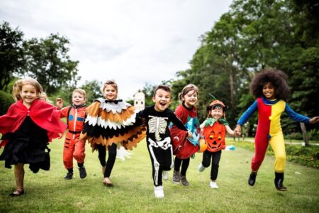 kids dressed up for Halloween