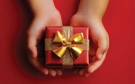 child holding gift box