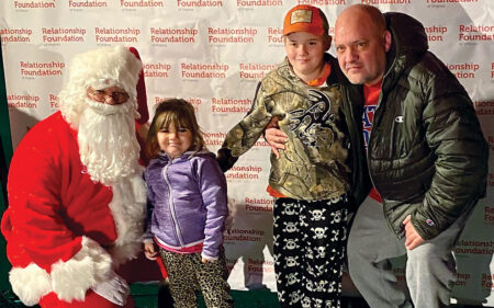 Santa with dad and kids