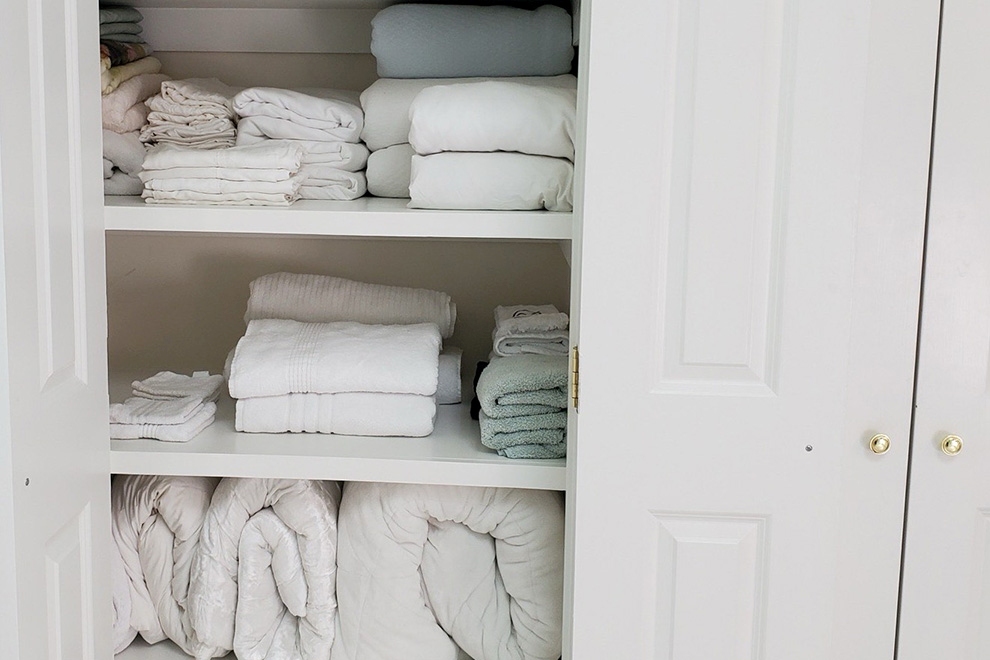 organized bath closet