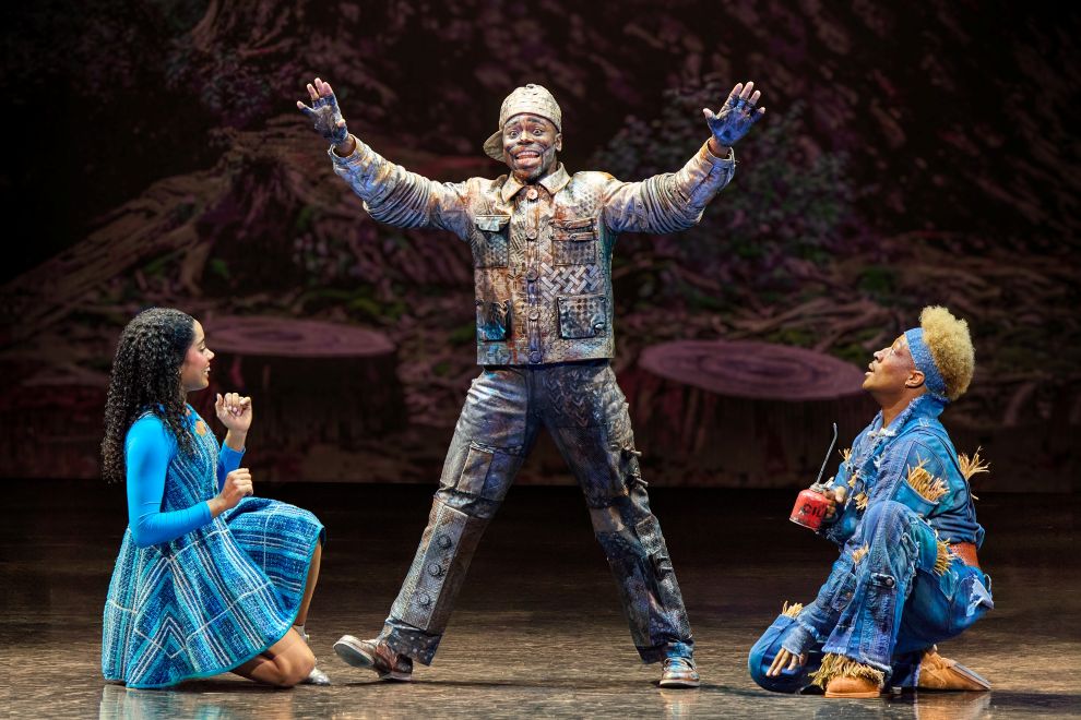 Phoenix Assata LaFreniere as Dorothy D. Jerome as The Tinman and Elijah Ahmad Lewis as The Scarecrow in the North American Tour of THE WIZ. Photo by Jeremy Daniel