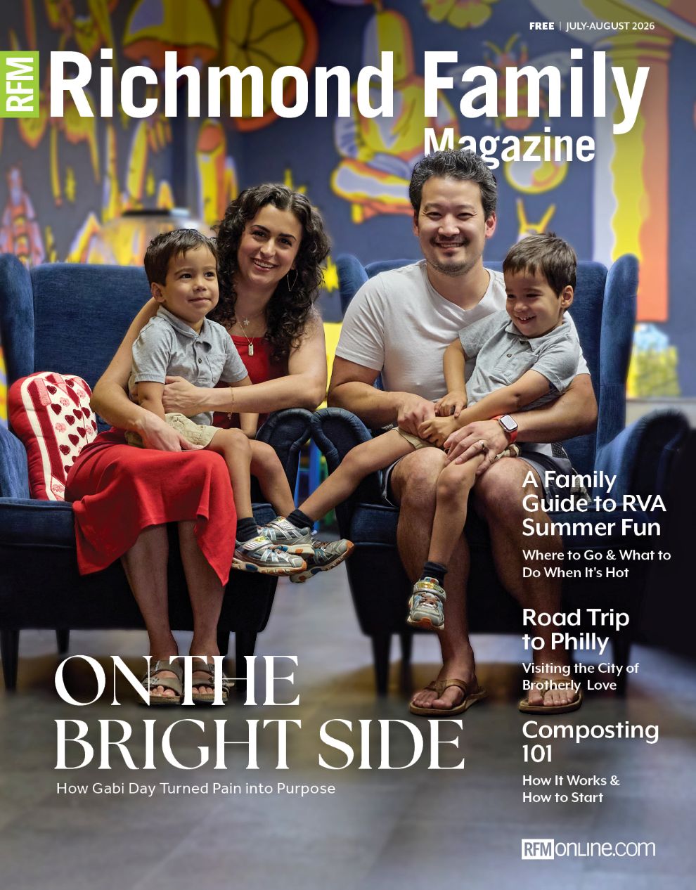 Richmond Family Magazine July-August 2026 Cover featuring Gabi Day and her family.