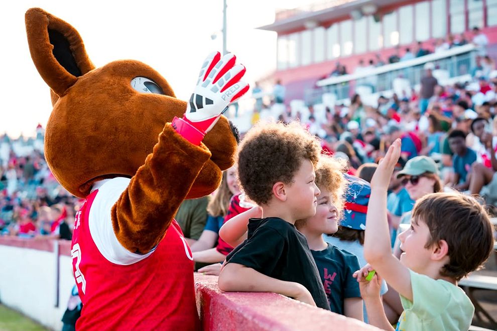 Kids with Kickeroo at a Richmond Kickers game