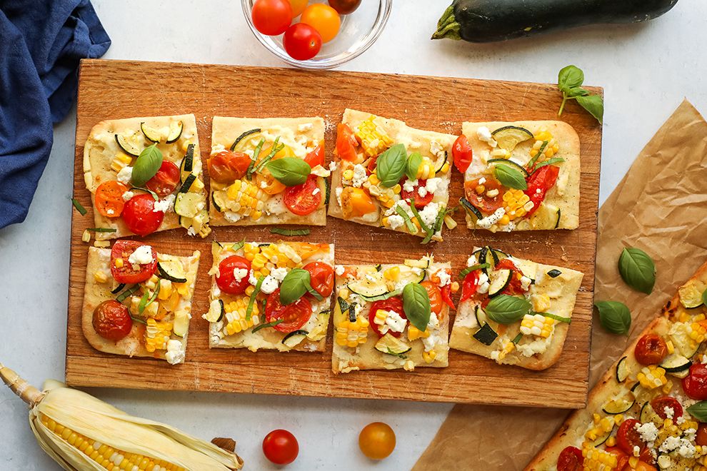 Summer Vegetable Flatbread from Liz Thomson, the food blogger behind "I Heart Vegetables"