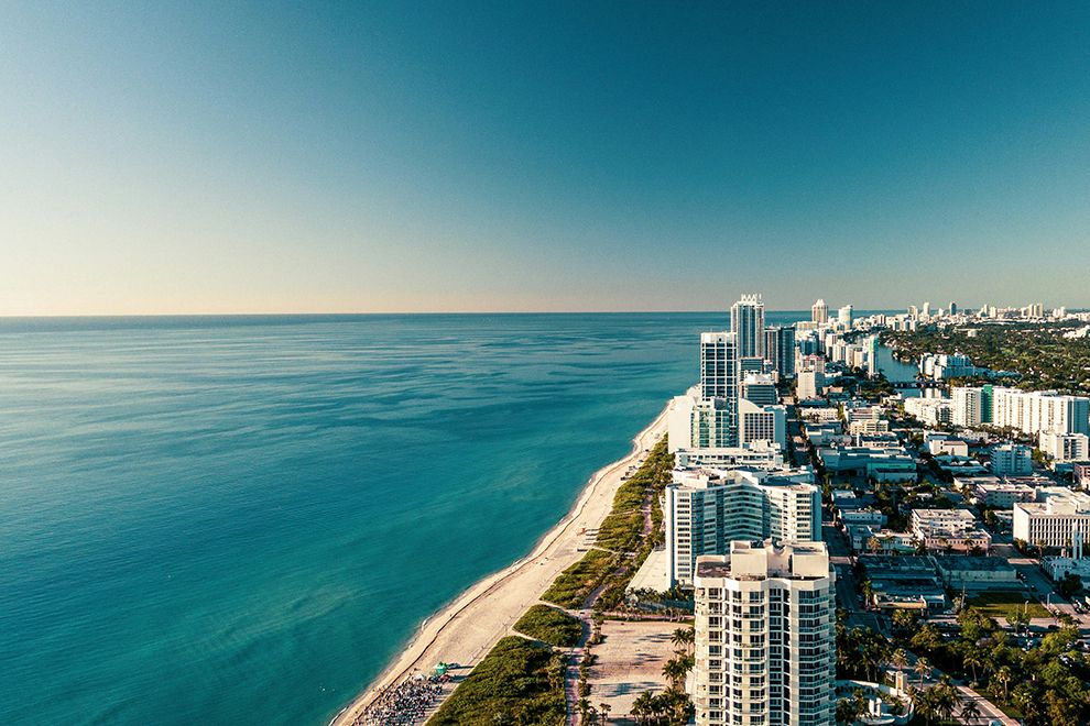 aerial view of Miami coastline