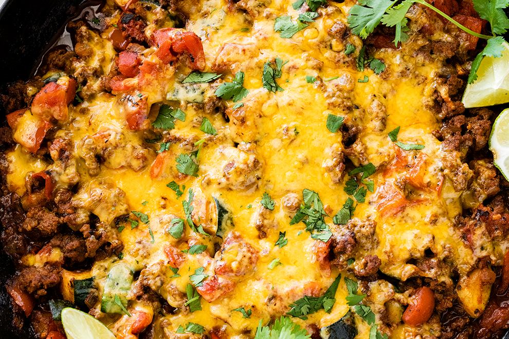 RFM-SeptOct26-WhatsCooking-Ground Beef and Squash Skillet from Brittany Mullins Eating Bird Food