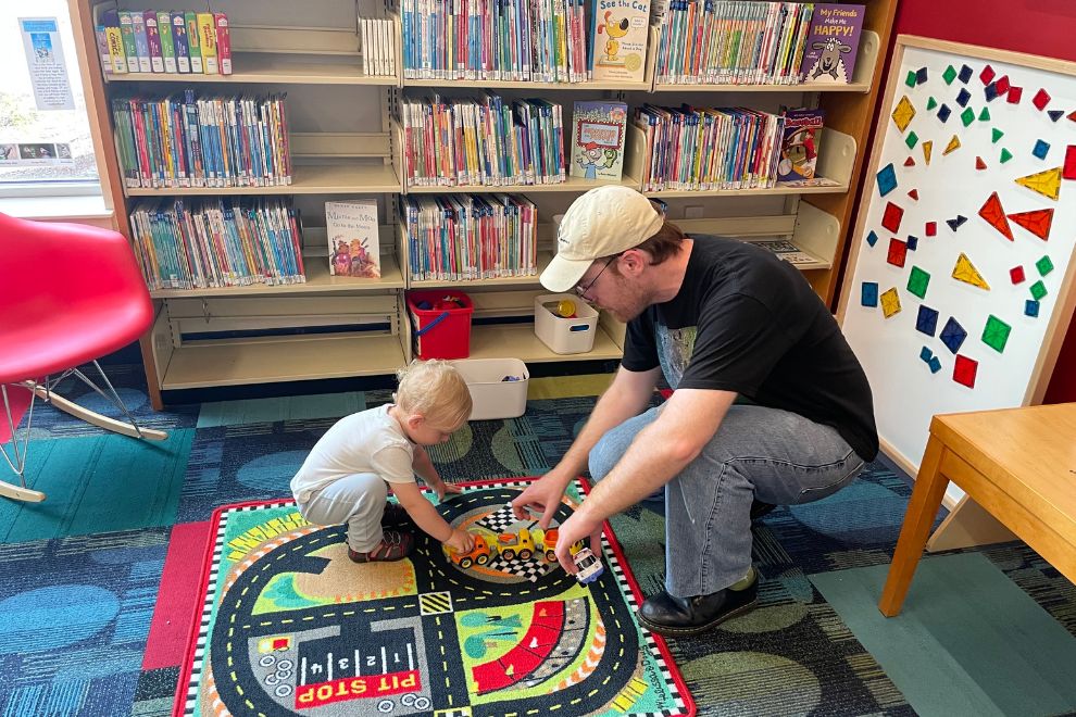 Richmond Public Library - father and child playing in the children's department