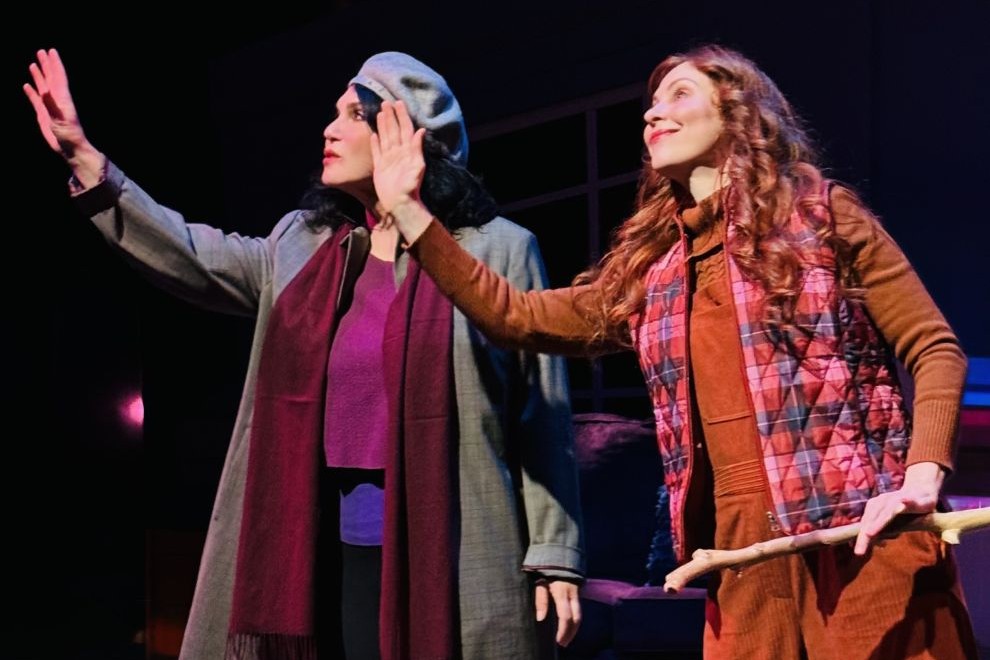 Playwright Tate Elizabeth Hanyok played the role of DOG/FOSTER in B Street Theatre's NNPN Rolling World Premiere production of DOG MOM. Pictured l to r: Elizabeth Nunzito, Tate Elizabeth Hanyok) Photo credit: Lynnae Vana