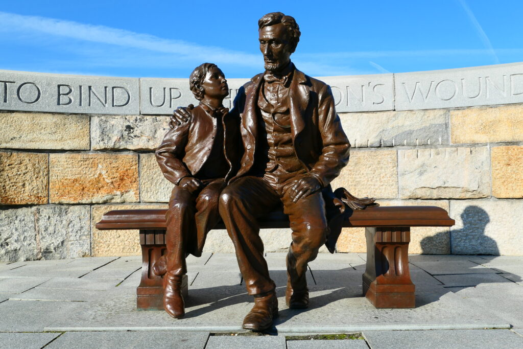 Lincoln and Tad statue photo credit Naitonal Park Service