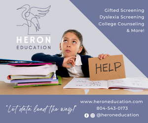 Heron Education, Richmond, Virginia, gifted screening, dyslexia screening, college counseling