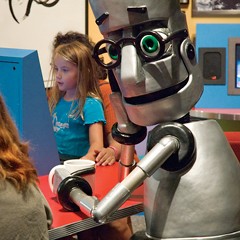 Robots + Us explored advancements in robotics technology and challenged visitors to compete with robots.