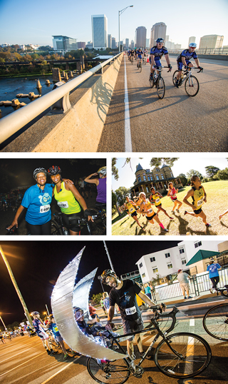 Popular events from Sports Backers for families that support Bike Walk RVA’s mission of public-use trails for biking and running in Richmond include The Martin’s Tour of Richmond, the Maymont X-Country Festival, and the summer favorite, Anthem Moonlight Ride.