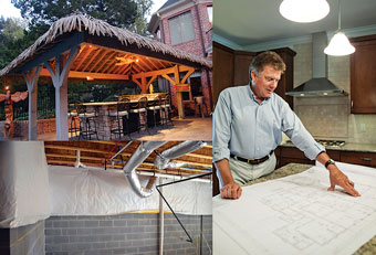 This outdoor kitchen features ceiling fans and a roof thatched with eco-friendly materials. Rich Napier of Napier Signature Homes, shown right, is a champion of conditioned crawl spaces in today’s homes.