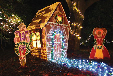 Your family will treasure the festive displays in the walk-through light exhibit at the Elizabethan Gardens on Roanoke Island.