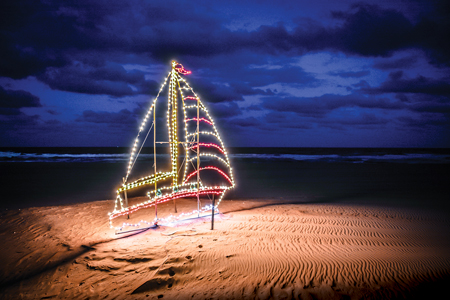 Virginia Beach lets visitors drive along a 3-mile stretch of the boardwalk to take in its nautical-themed light exhibit. Nature provides a stunning backdrop.