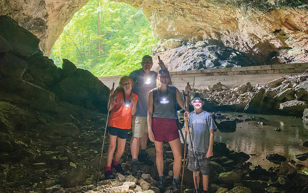 family in cavern